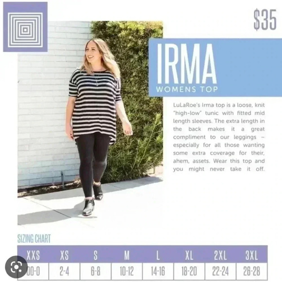 Lularoe Peach & Grey XXS Irma tunic top. Aztec pattern, soft cotton blend..faded - Picture 7 of 7